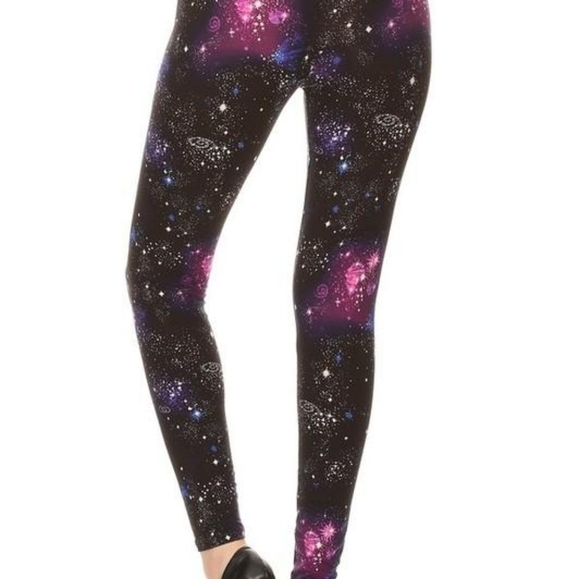 LEGGINGS DEPOT GALAXY Print Leggings Blue & Black Size 10 NWT - Picture 5 of 8